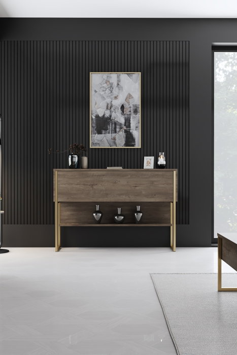 Hanah Home Luxe Cómoda Dorado y Nogal